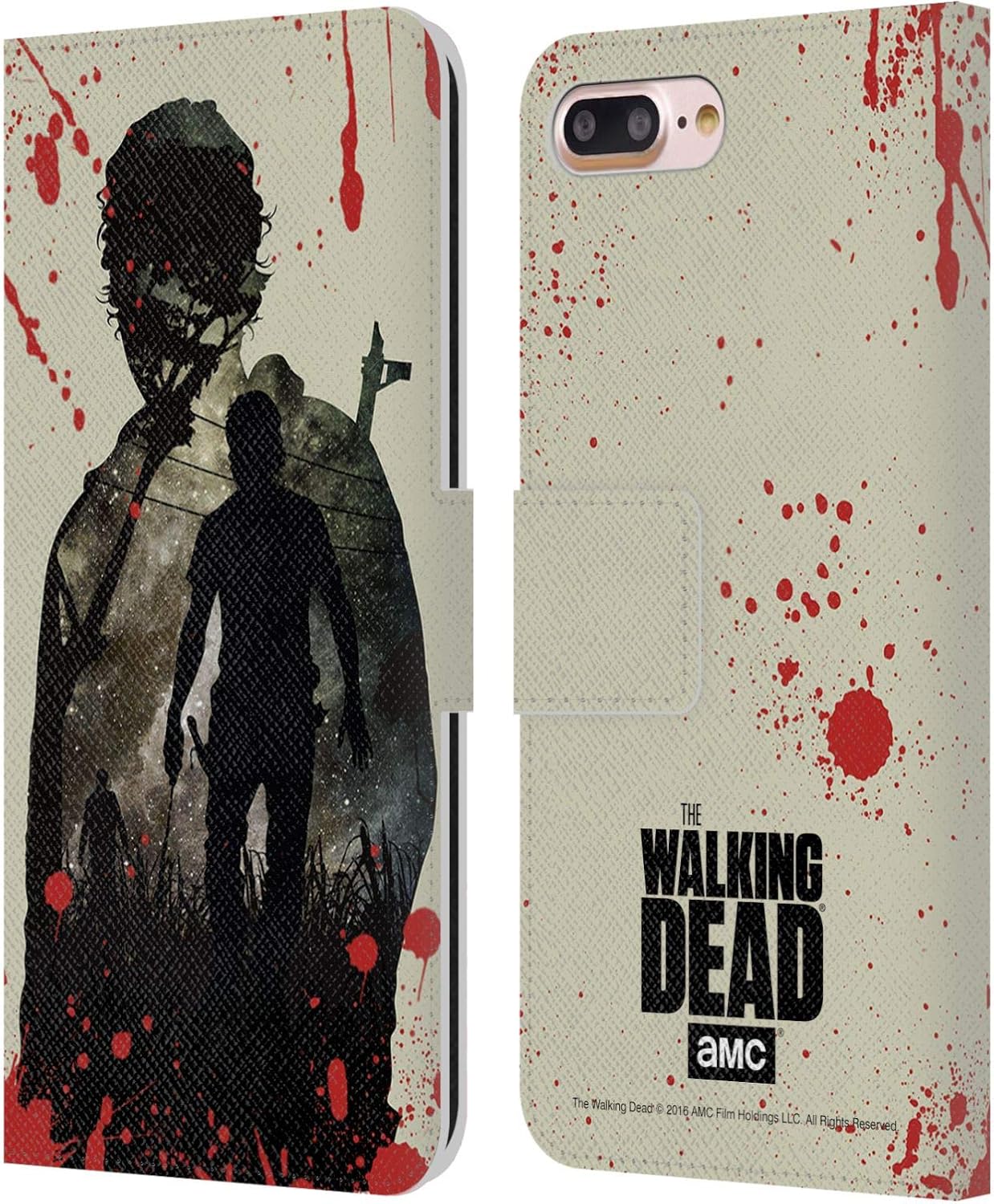 Head Case Designs Officially Licensed AMC The Walking Dead Michonne Silhouettes Leather Wallet Case Compatible with Apple iPhone 7 Plus/iPhone 8 Plus