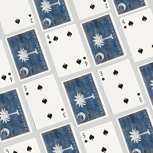 Miniatura 4 de Lantern Press Carolina del Sur, bandera rústica del estado (52 cartas de juego, baraja de cartas de tamaño póquer con comodines)