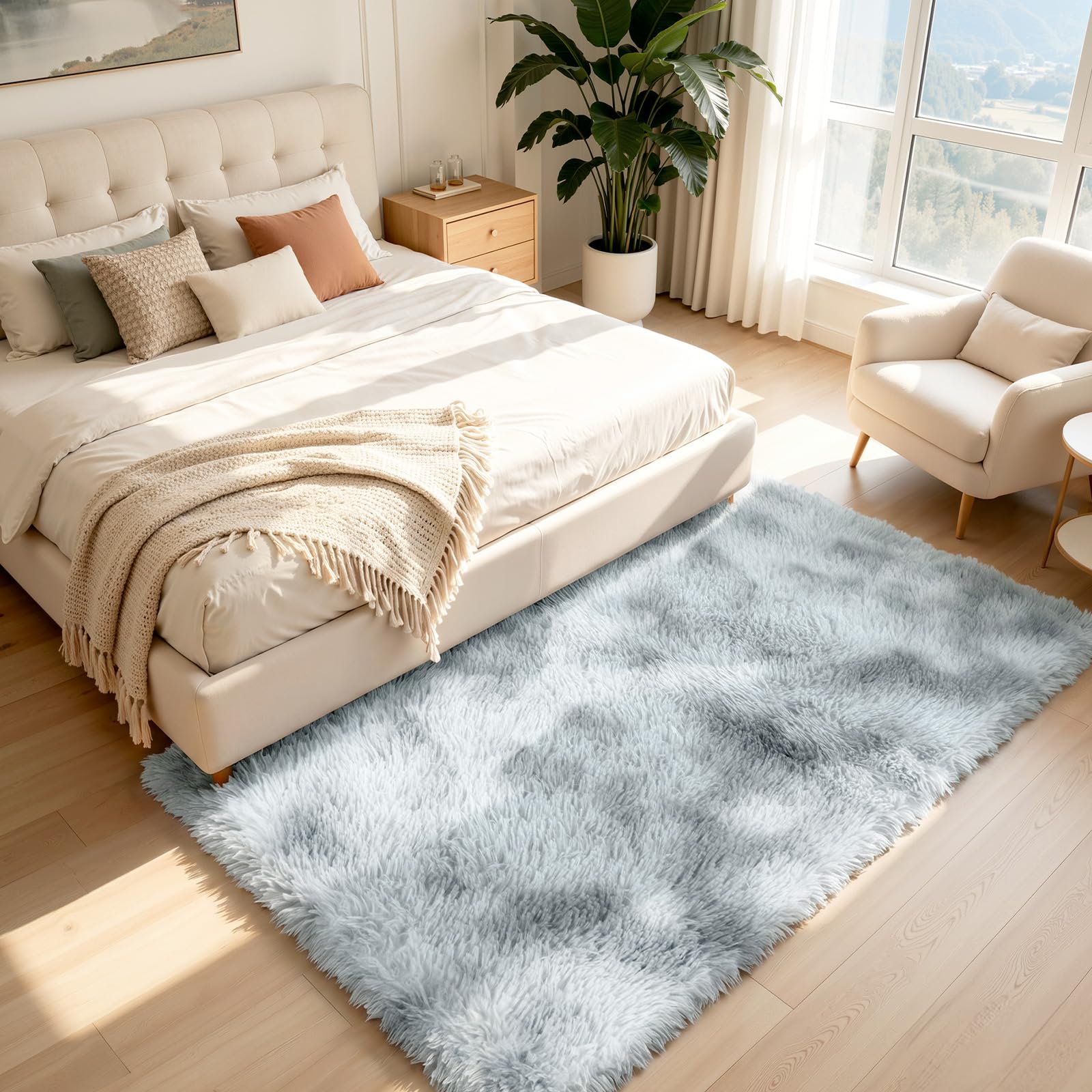 Untimaty Soft Rugs for Bedroom Small Fluffy Shaggy Bedside Rug Bedroom Mats