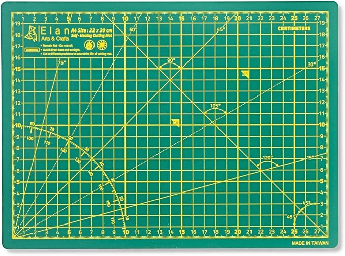 Elan Cutting Mat A4 Green, 5Ply Craft Mat, SelfHealing Cutting Board