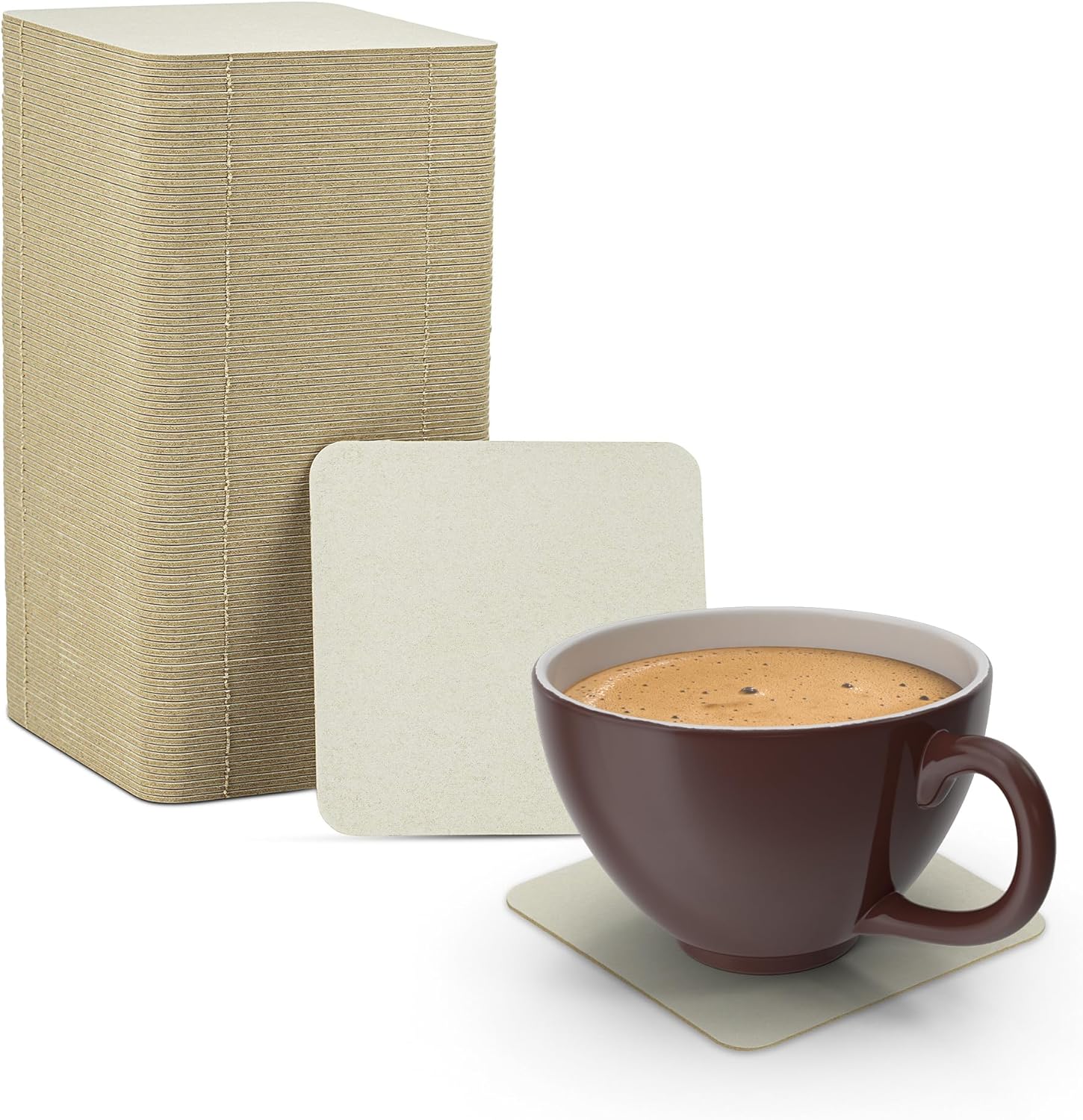 MT Products 4" Blank Off-White Heavyweight Round Paper Coasters for Drinks Absorbent Disposable - 2mm Blank Paper Coasters for Your Beverages (Case of 1000) - Made in the USA