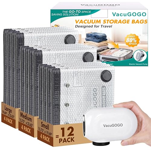 Travel Vacuum Storage Bags with Pump, Carry-on Luggage Compression Bags