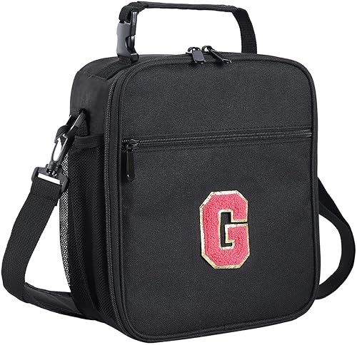 Miniatura 95 de ELEFOCUS Lonchera aislada con inicial para mujeres y hombres, bolsa de almuerzo personalizada con monograma con correa de hombro ajustable para