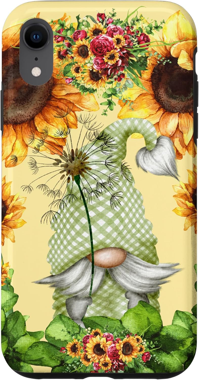 Floral Sunflower Motif For Dandelion Lovers And Summer Gnome Case for iPhone XR