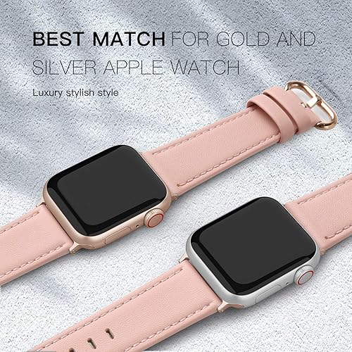 Miniatura 4 de EDIMENS correa de cuero compatible con Apple Watch de 1.49pulgadas y 1.57pulgadas, correa de repuesto de cuero auténtico para mujer, compatible con