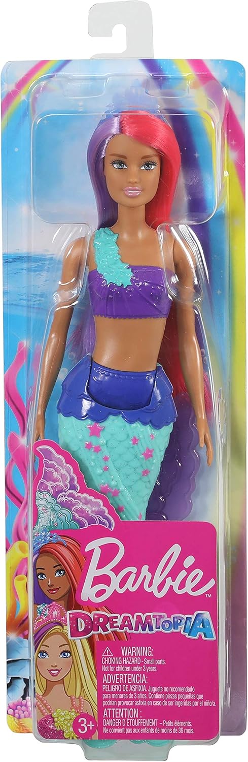 Barbie Dreamtopia Mermaid Doll, 12-inch, Pink and Purple Hair, with Tiara, Gift for 3 to 7 Year Olds