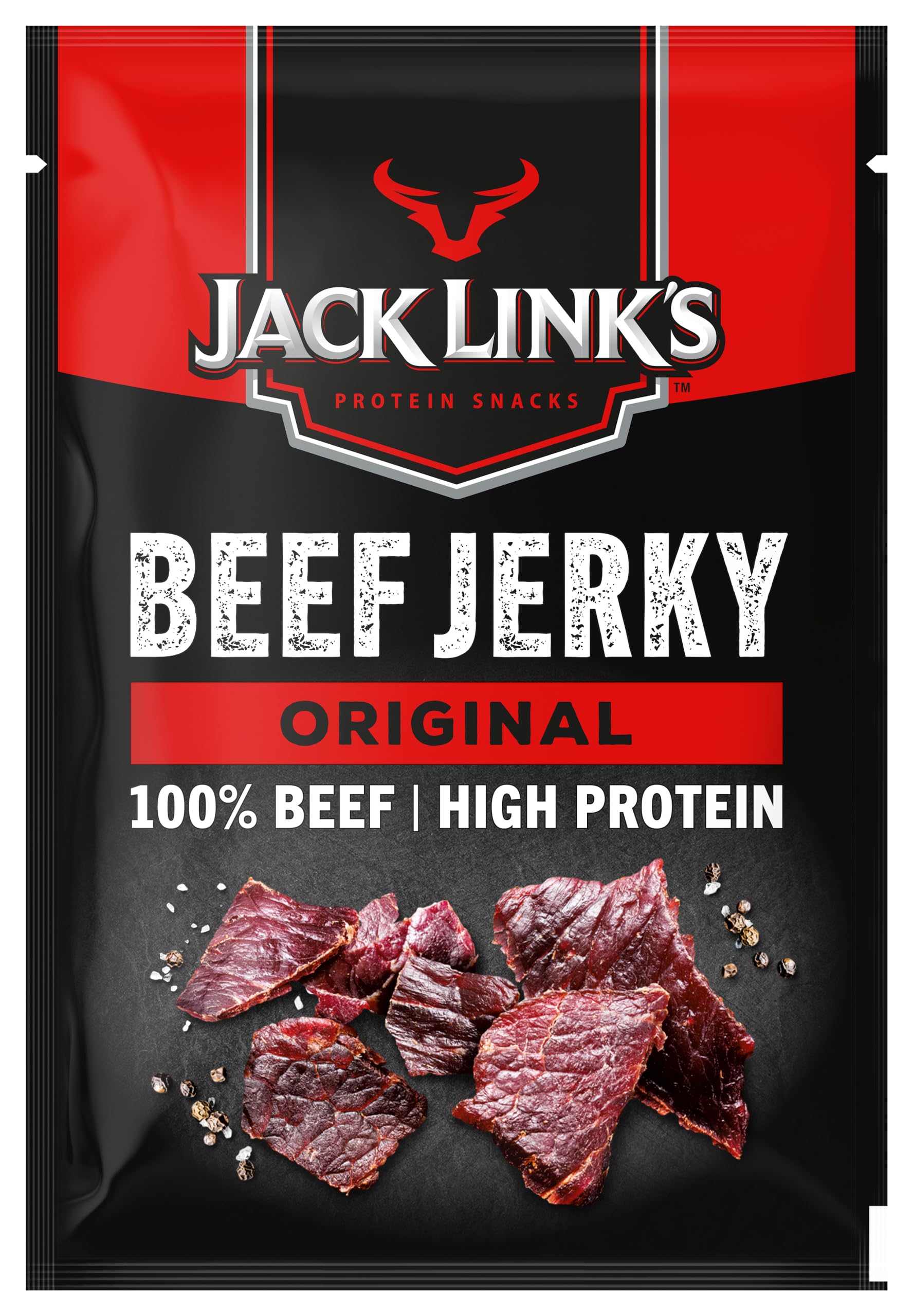 Jack Link’s Beef Jerky Original - 12-Pack (12 x 60 g) - Dried Meat Protein Snacks - High-Protein Snack for Gym, Fitness, Outdoor - American Food for People - Jerky Chips Made from Beef
