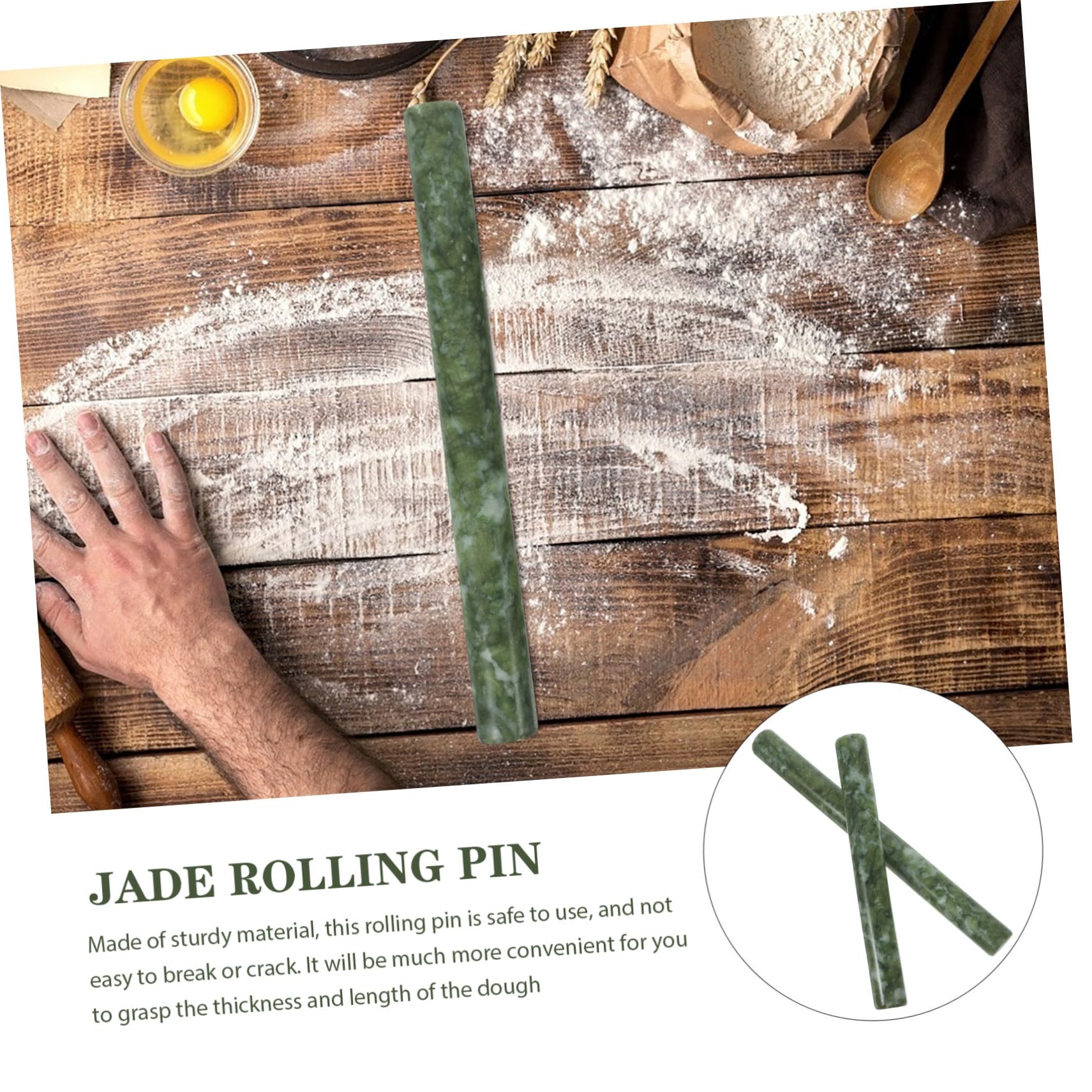 2 piezas Rodillo de Jade para Amasar Diseño Antideslizante Superficie Lisa y Práctica Rodillos de Masa Duraderos para Pasteles y Pizzas y Uso Doméstico Seguro y Confiable