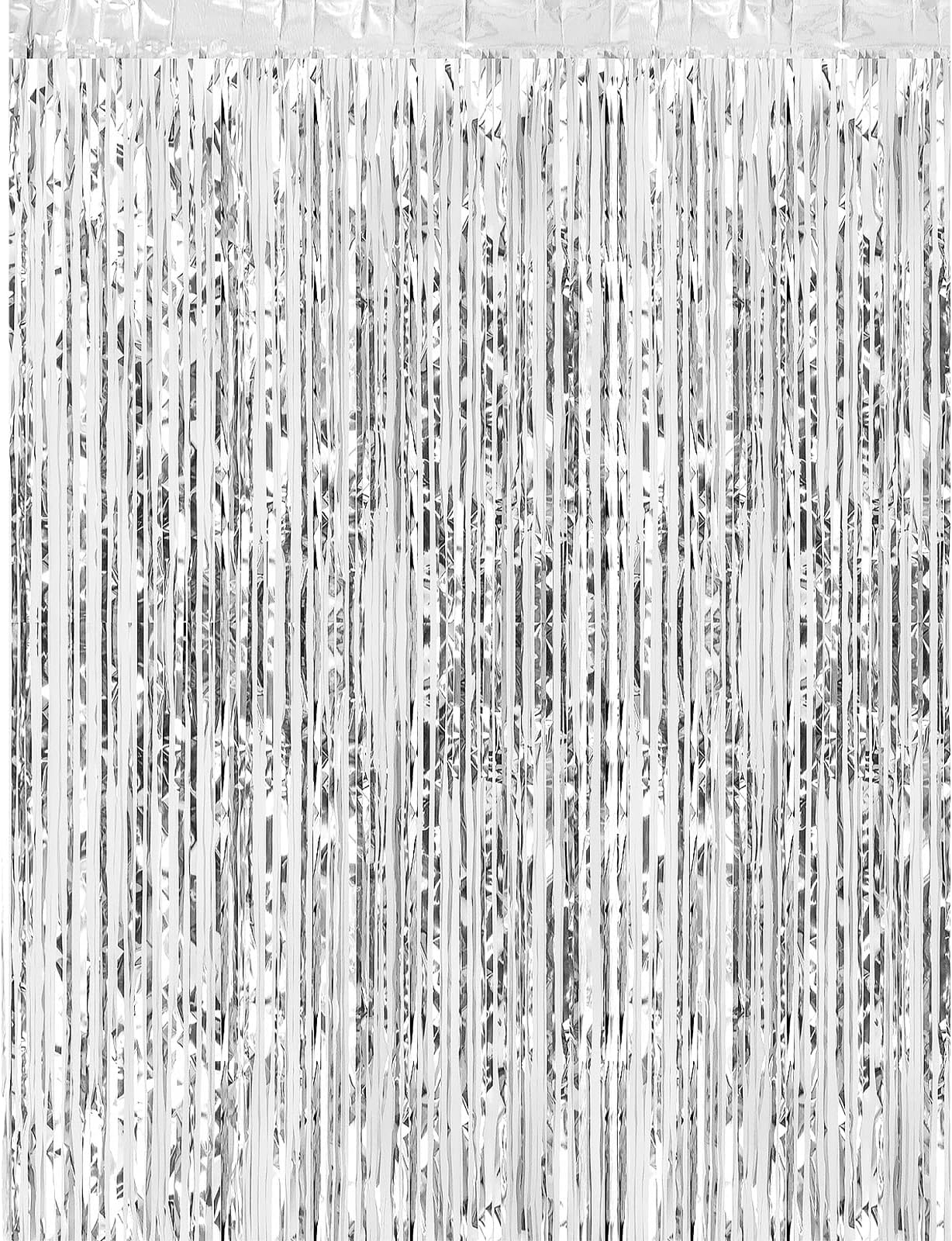 CHRORINE 1pcs 6.5ft Silver Foil Fringe Tinsel Curtain Backdrop for 16th 30th Silver Birthday Decorations Men Boys Girls Winter Christmas Decor Bachelorette Baby Shower Kids Party Decorations Supplies