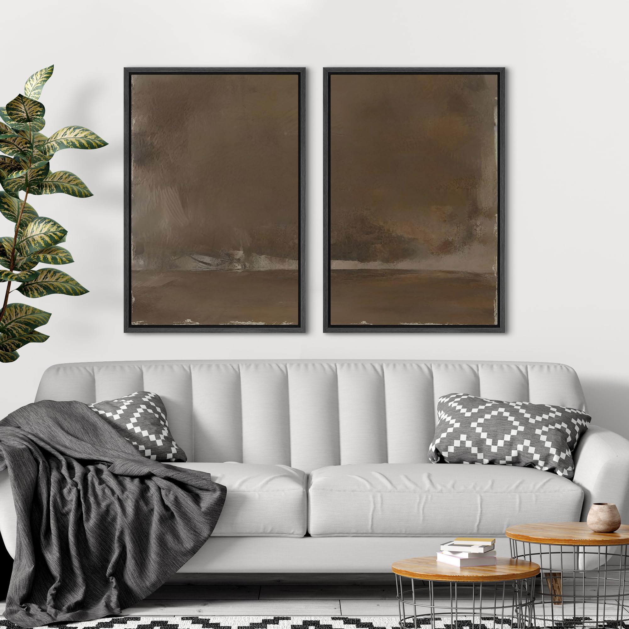 SIGNFORD Framed Canvas Print Wall Art Set Soft Hydrangea Pair Light Blue Florals with Green Leaves Illustration Modern Art Decorative Nordic Nature for Living Room, Bedroom, Office - 24"x36"x2 White — view 82