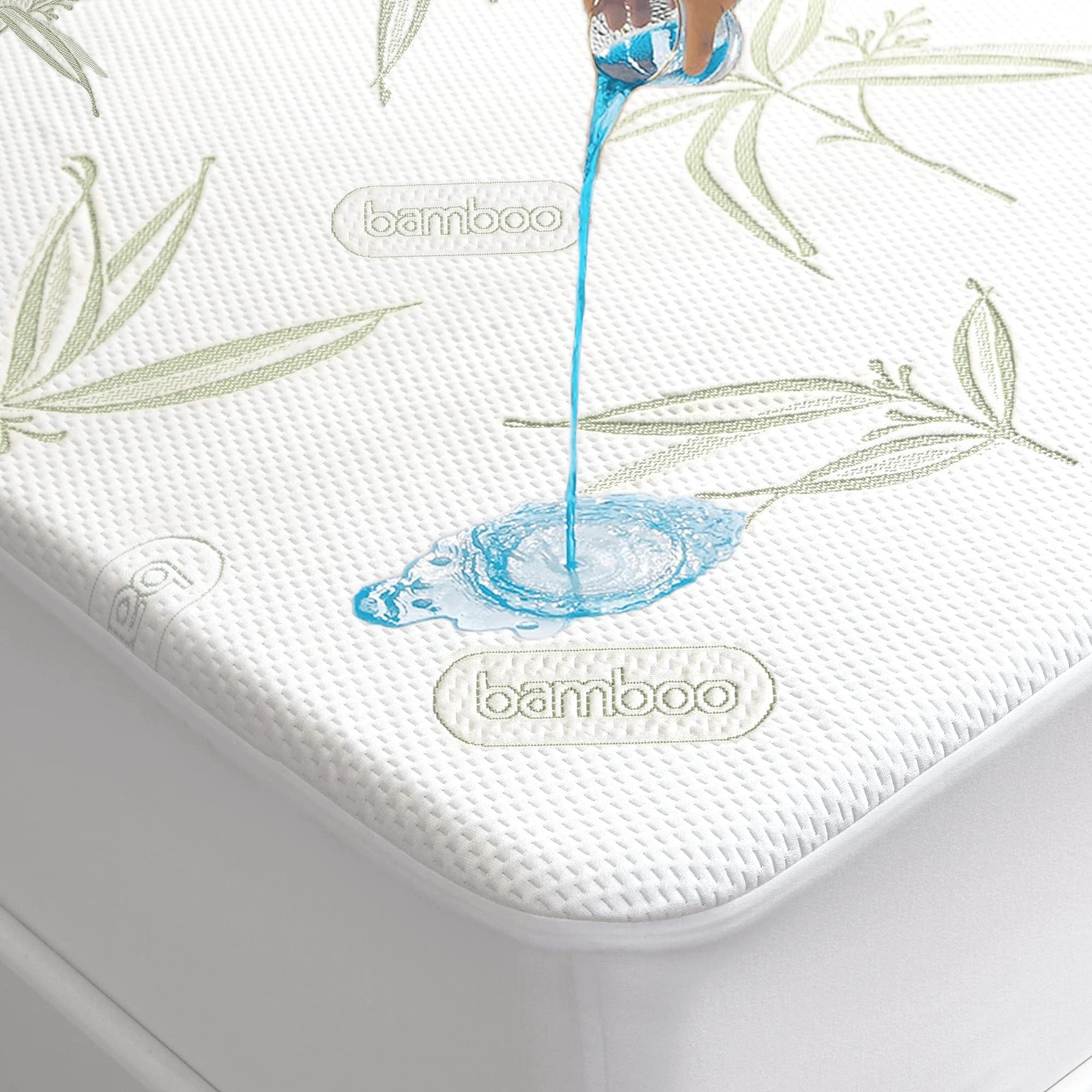 Waterproof Mattress Protector Queen Size Bamboo Rayon Cooling Mattress Cover, Deep