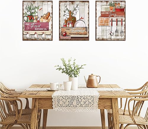 Miniatura 4 de Lienzo decorativo con citas rústicas de cocina, arte de pared, diseño de comida campestre, comida de granja, familia, letrero de amor, impresión de