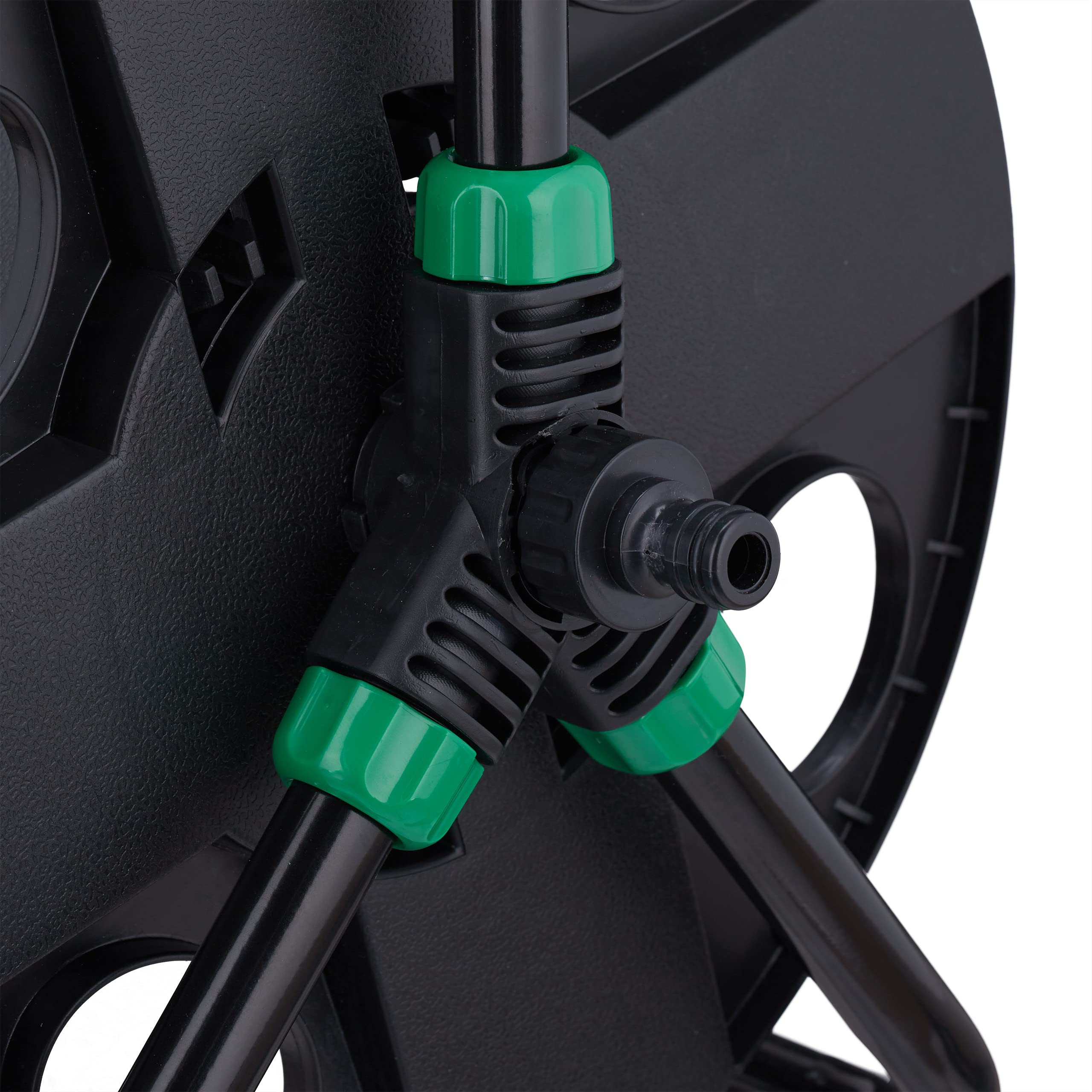 Relaxdays Avvolgitubo dell'Acqua, Attacco 1/2", Bobina Riavvolgi Tubi da 30 m, Accessori per Irrigazione, Nero Verde