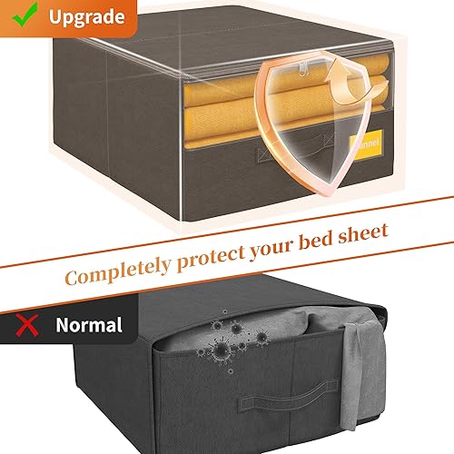 Miniatura 5 de EnHomee Organizadores de sábanas de gran capacidad de 240 litros, organizador de sábanas plegable con ventana y etiqueta para XL (tamaño Queen y