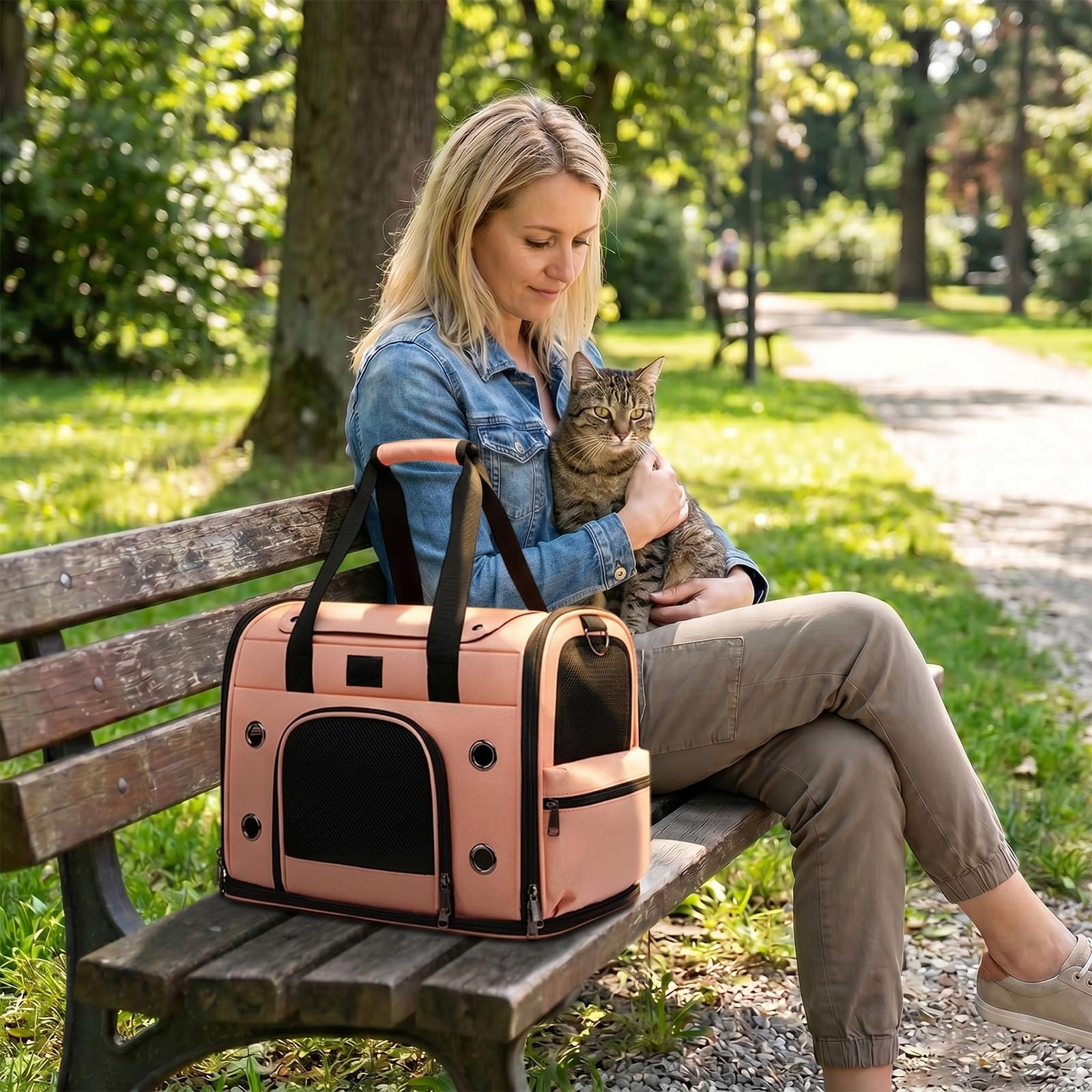 Katzentasche 42x28x34cm Transporttasche Haustier Rosa