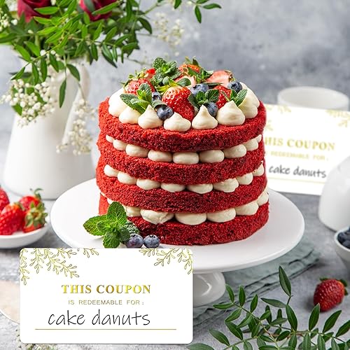 Miniatura 5 de Kosiz 200 tarjetas de cupón en blanco para él, ella, marido, esposa, mamá, 3.5 x 2 pulgadas, certificados de regalo, canjear tarjetas de cupón,