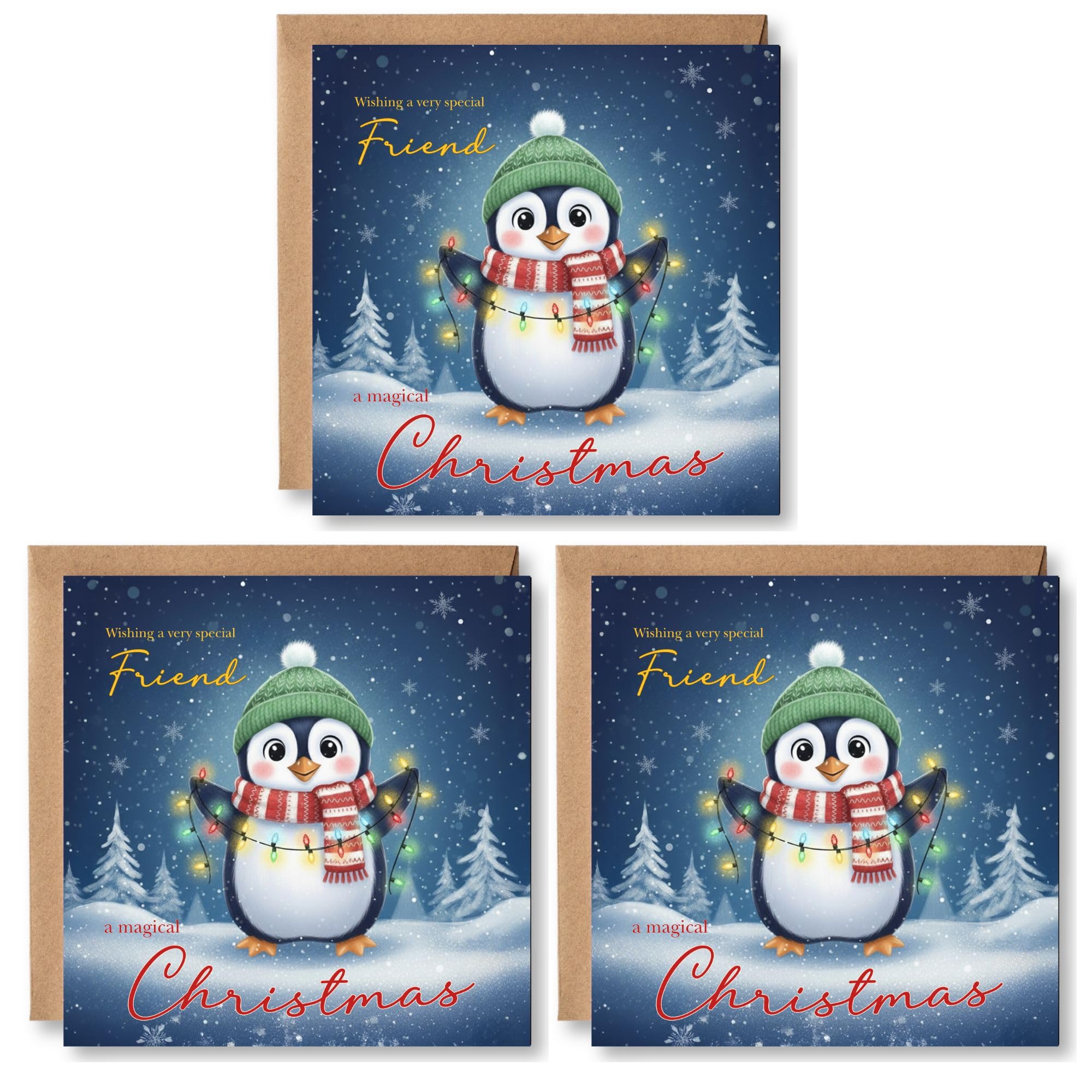 Best Friend Christmas Card - Special Friend Christmas card - Friendship Xmas Cards - Cute Funny Gifts for Friends BFF - 14cm (3 Pack)