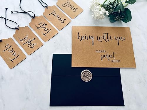 Five 5 Senses Greeting Card Set- Being with you makes perfect sense, I love you with all of my senses - Valentines Day, Anniversary - Birthday -