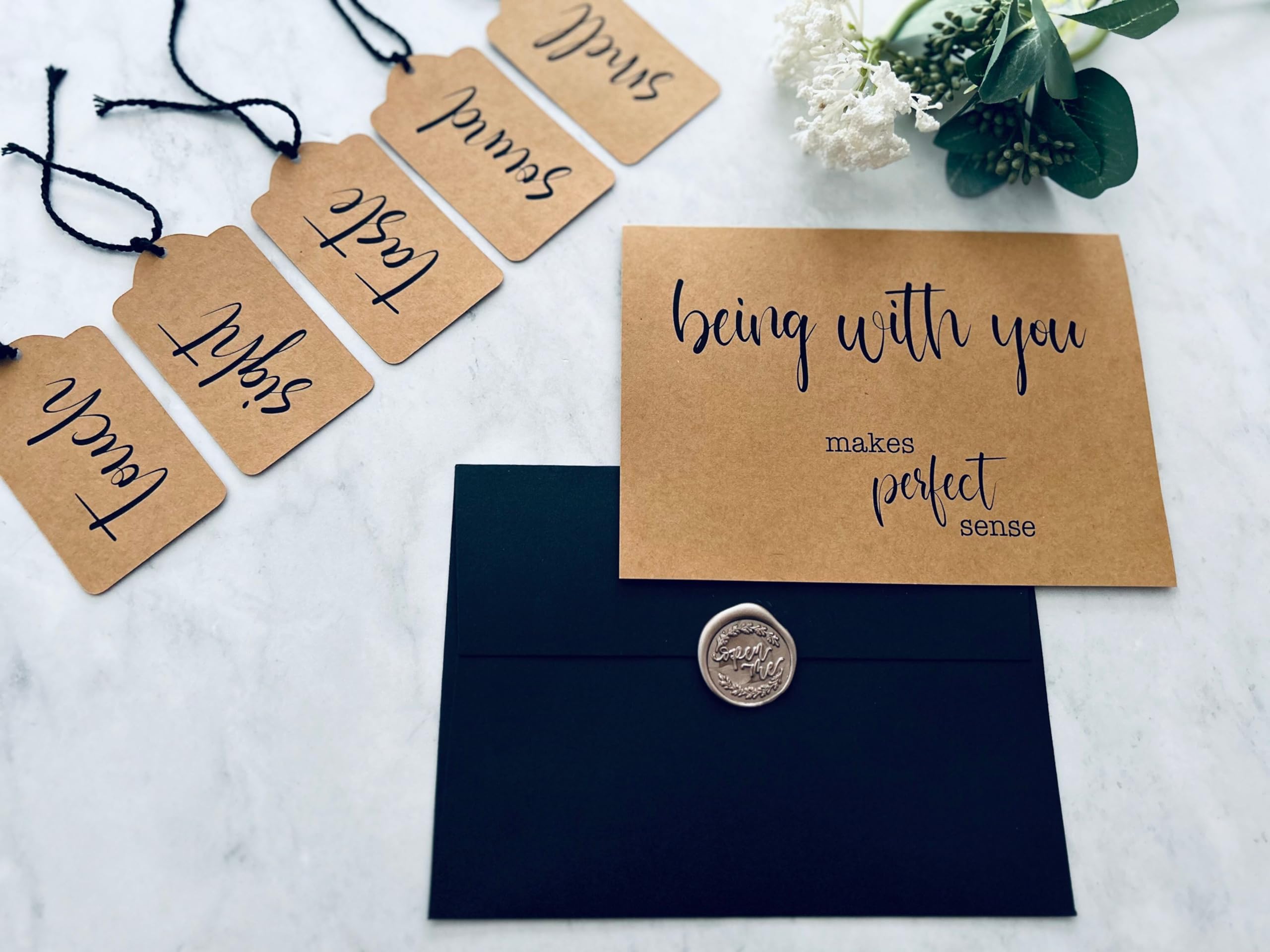 Five 5 Senses Greeting Card Set - Being with you makes perfect sense, I love you with all of my senses - Anniversary cards, Birthday cards - Gifts for him, gifts for her - 5 senses gift ideas