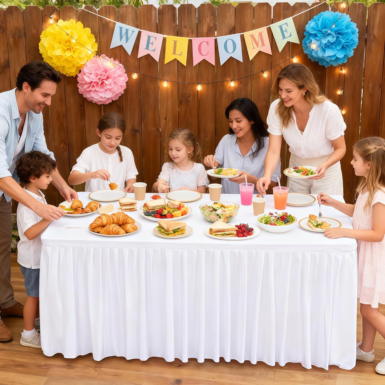 Shillance 1 Pack White Table Clothes for 4 Foot Rectangle Tables, 48 x 24 Inch White Table Cloth Rectangle 4ft Wrinkle Resistant Washable Table Cover for Party, Wedding Dining Banquet Buffet Table