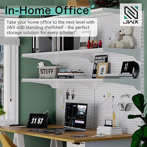 Miniatura 5 de Estantería de pie, armarios de garaje blancos para oficina en casa con tablero de clavijas de metal y 15 soportes organizadores de herramientas