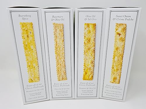 Miniatura 2 de Rustic Bakery Crackers Organic Snack Gourmet Food Flatbread Twice Baked Variety Bundle  Aceite de oliva y Sel Gris, Romero y Aceite de Oliva,