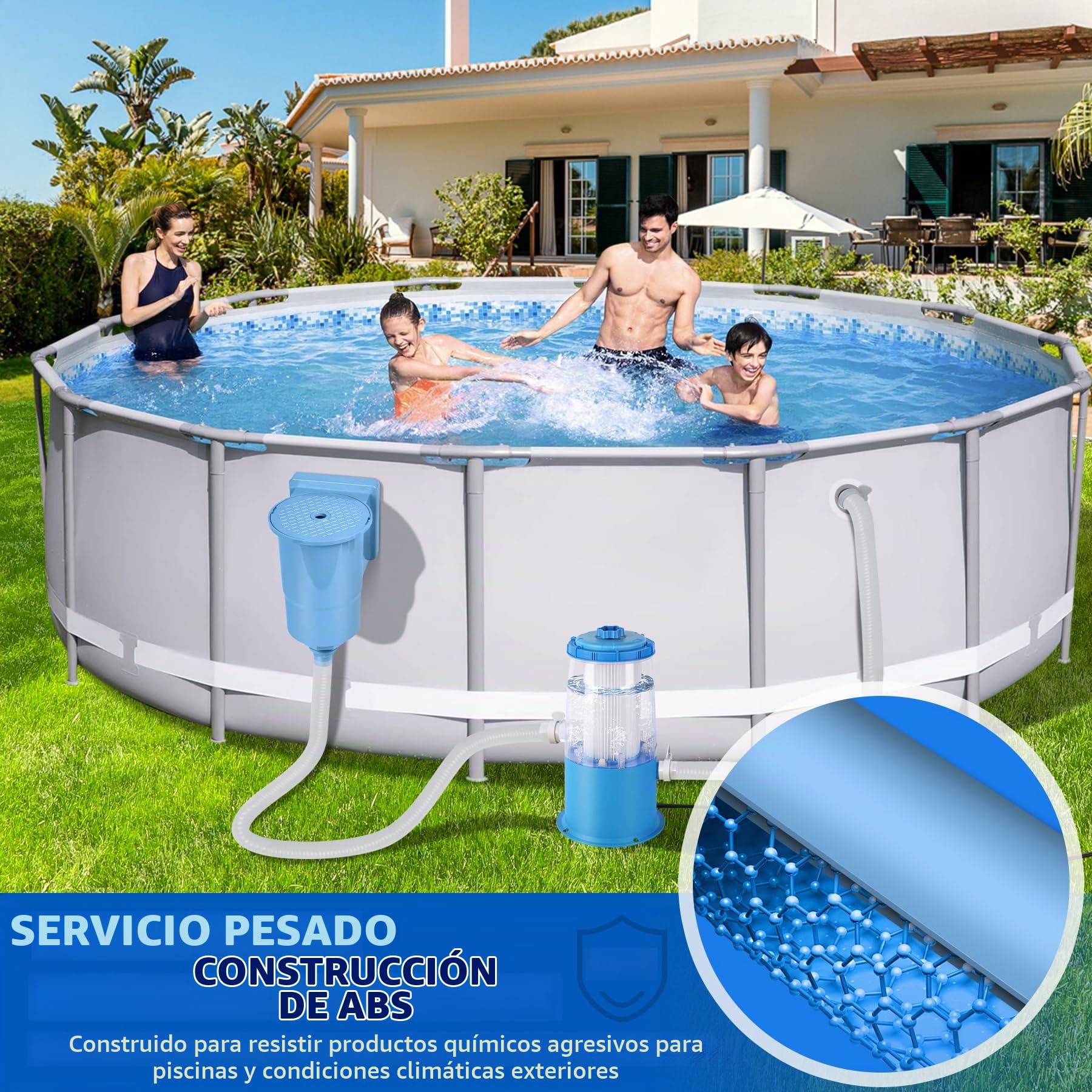 LuxBlue Skimmer Piscina Desmontable, Skimmer Piscina Cuadrado de ABS Alta Resistencia,Esquimer para Piscinas Desmontable con Cesta Extraíble Fácil de Limpiar,Skimmers Superficie Piscinas Poliester