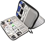 Teskyer Cable Organizer Bag, Portable Travel Cord Organizer case, All in One Waterproof Electronics Accessories Storage Bag for Cables, Chargers, Earphones, Hard Drives, 9.6 x 6.9 inch (Black) | Portable Travel Cord Organizer Case, All in One, Waterp