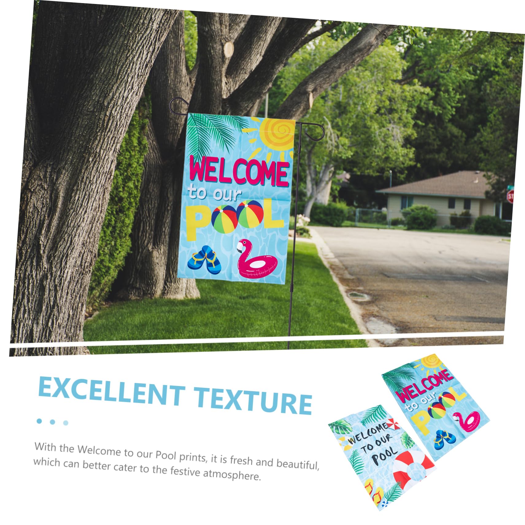 TOYANDONA 5 Sätze Gartenfahne Willkommensflagge Sommer-pool-gartenflagge Outdoor- Außenflagge Dekorationen Für Den Außenbereich Pool-flaggen-dekore Polyestertuch Bunt 2 Stücke * 5