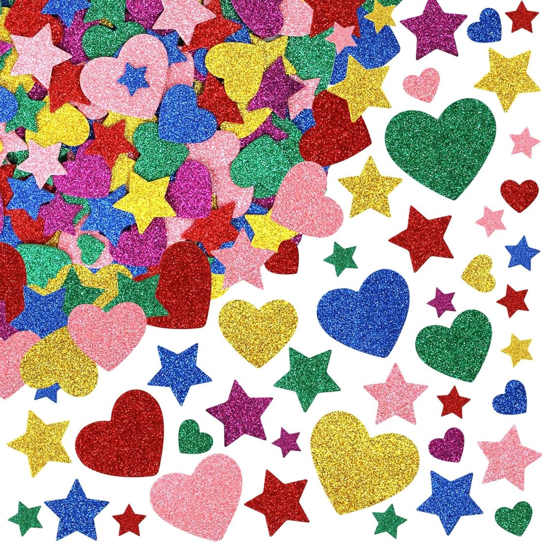 APLI Kids 18751 – EVA-schuimvormen met glitters: bloemen, harten, sterren en vlinders – maxi-formaat met 450 stickers
