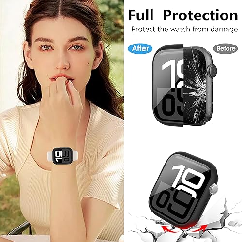 Miniatura 3 de Tiorecime Paquete de 28 fundas para Apple Watch Series 8 y 7 de 1.614in con protector de pantalla de vidrio templado, ultrafinas a prueba de golpes,