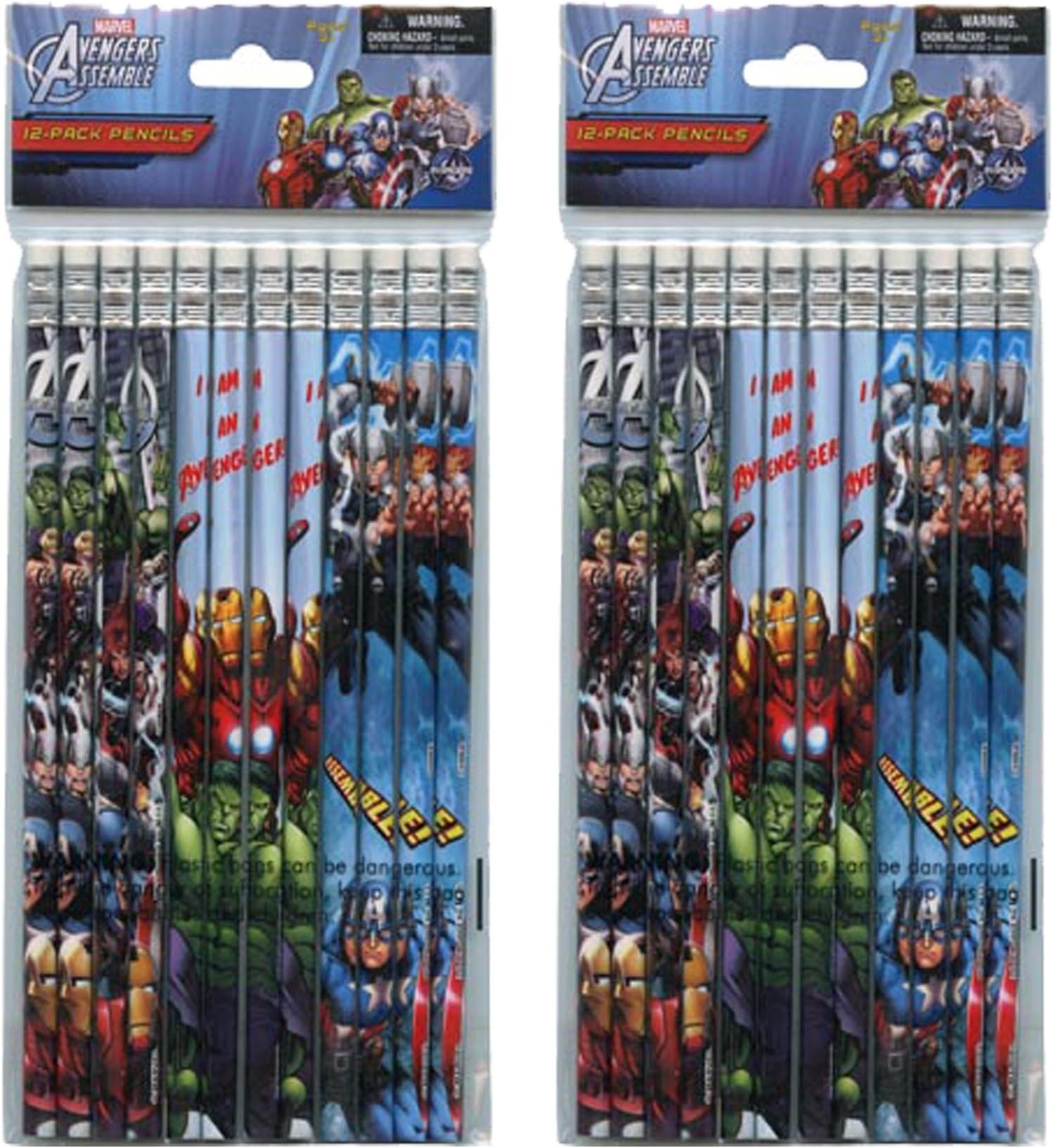 2-PACK, Marvel Avengers 12 Pack Wood Pencils