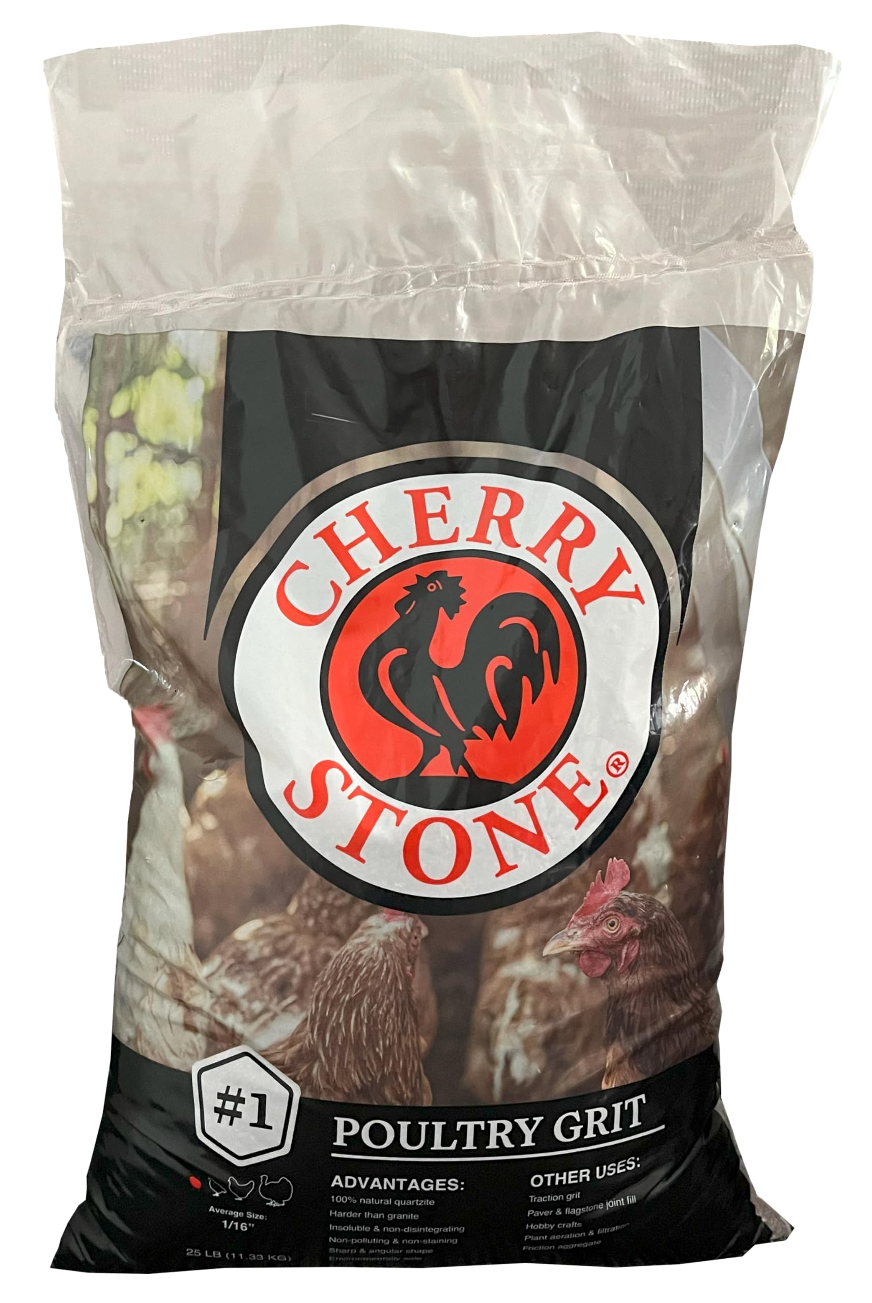 Cherry Stone Poultry Grit - Feed Additive for Chickens and Turkeys, Ready-to-Use, Natural (25 Pound Bag, #1)