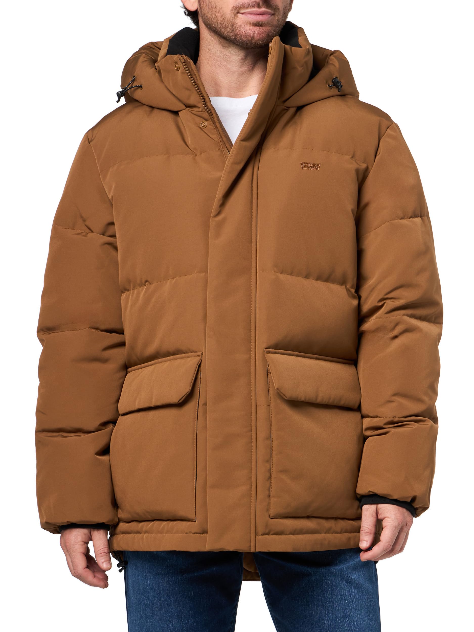 Levi's Men's Quilted Puffer Parka Jacket, New Worker Brown, L