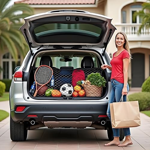 Miniatura 5 de BAILALIBO Redes de carga, red de maletero de 35.4 x 15.8 pulgadas para SUV y automóvil, redes de carga automotriz, red de carga pequeña de malla
