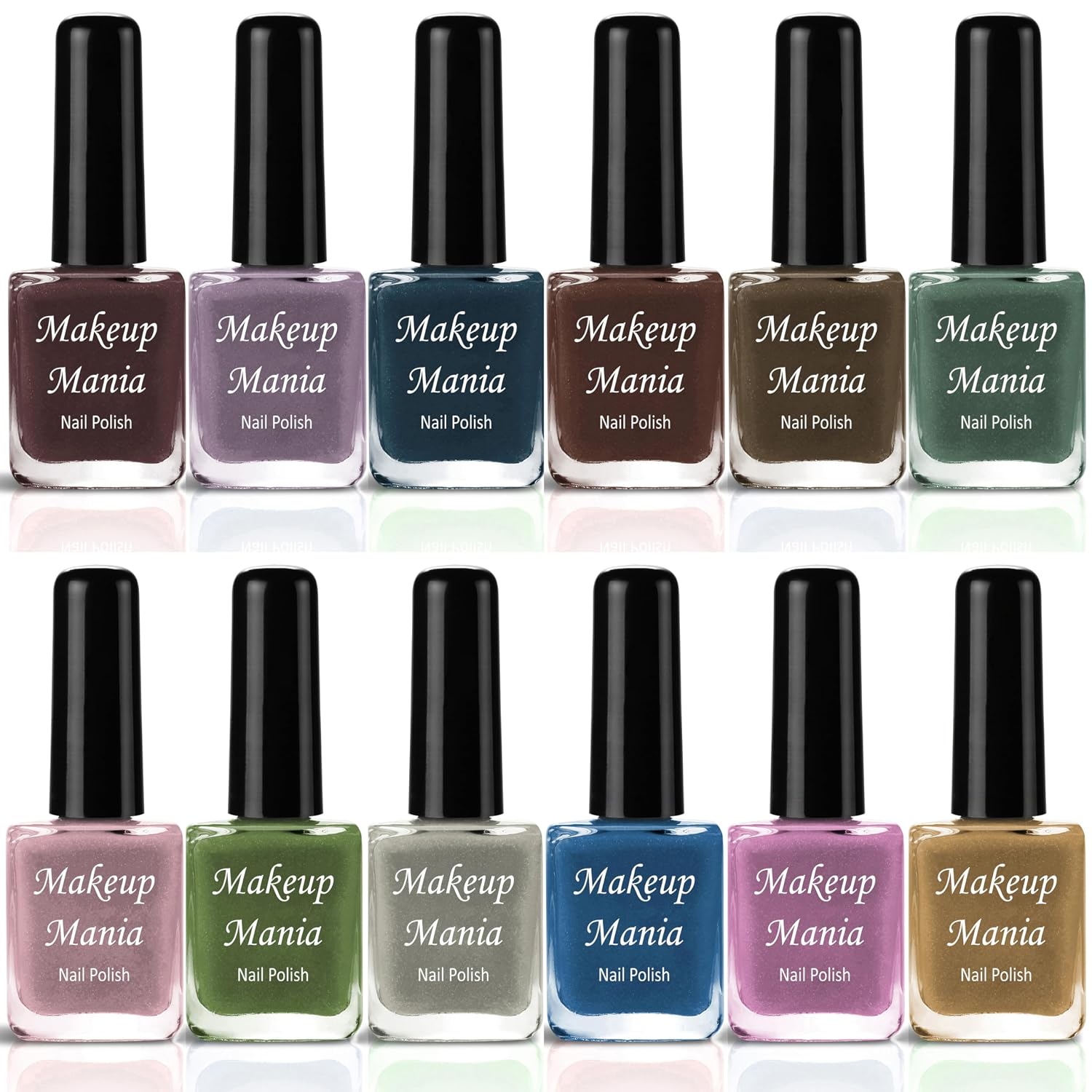 Makeup Mania Non Toxic Ultra Lasting Super Glow Matte Finish Nail Polish Set Of 12 Pcs(#217)Pink, Green, Grey, Blue, Brow... - Review, Price and Buying Guide