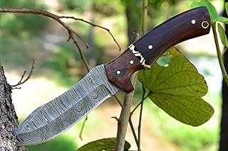 Fixed Blade Damascus Hunting Knife Bushcraft Skinner knives Outdoor Survival Knife with Leather Sheath Gift for Men - GOLDEN KNIVES