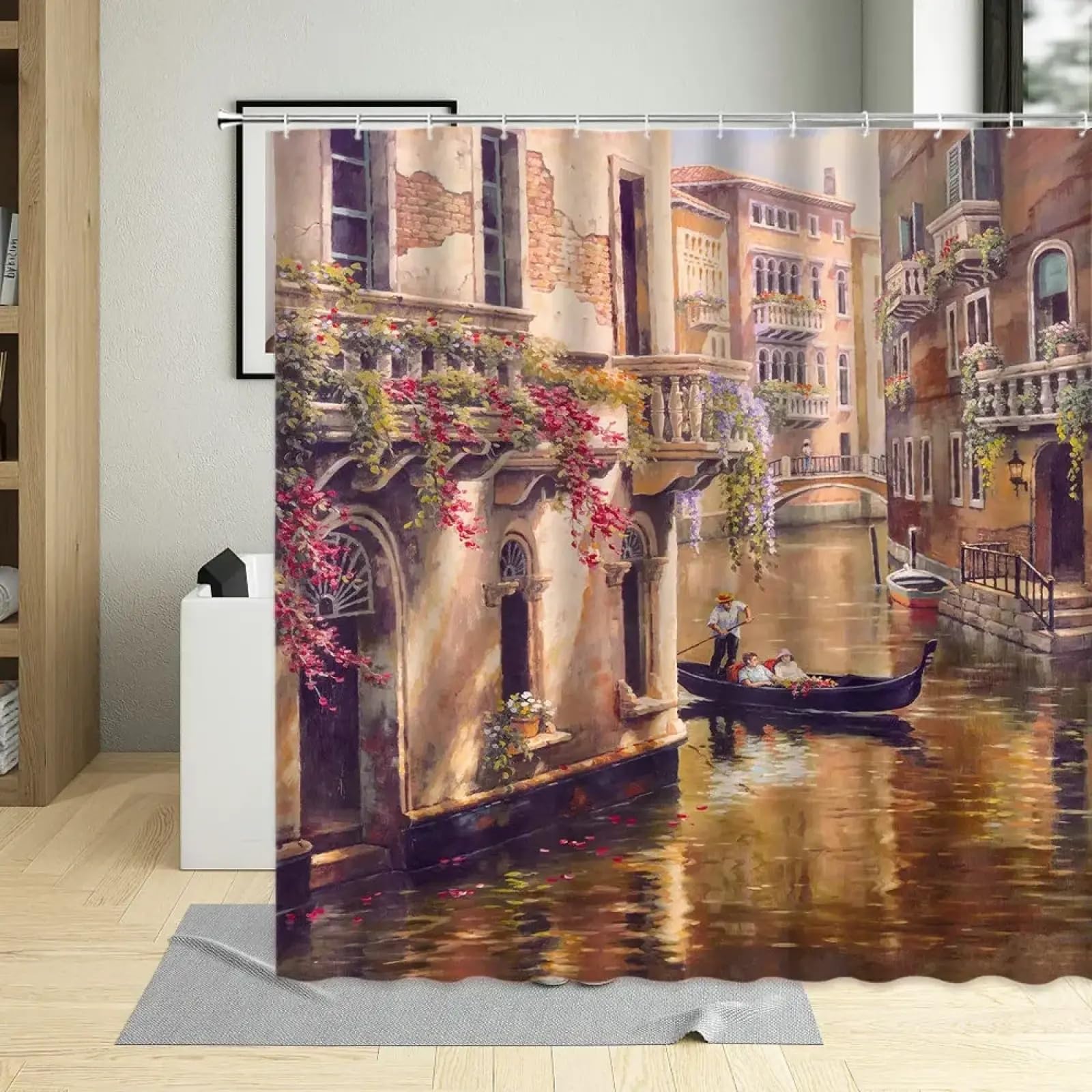 Rideau de douche occultant et étanche peinture à l'huile de style américain