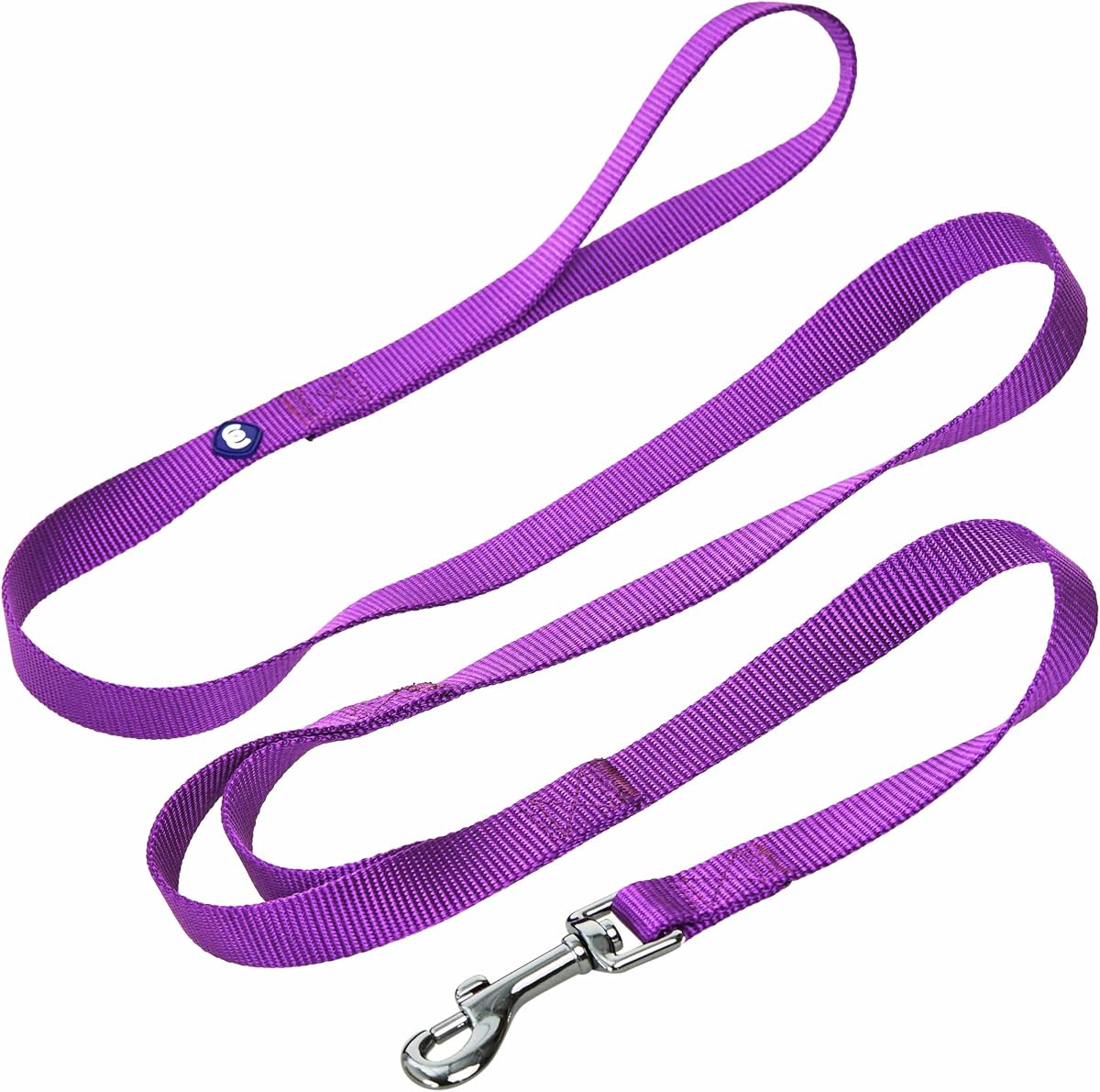 Blueberry Pet Essentials Correa para perros de doble asa para control de tráfico | 5 pies. x correa para perros pequeña de 3/8" | Correa clásica para perros con dos asas para perros que tiran | Correa para perro de nailon con 2 asas en color orquídea oscura