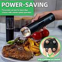 Vista 3 de Gravity - Juego de molinillo eléctrico de sal y pimienta, grosor ajustable, luz LED cálida, operación automática de una mano, funciona