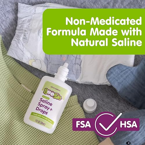 Miniatura 2 de Boogie Spray nasal y gotas salinas para bebés, alivio de alergias, descongestionante en aerosol nasal, apto para FSAHSA, fabricado con solución