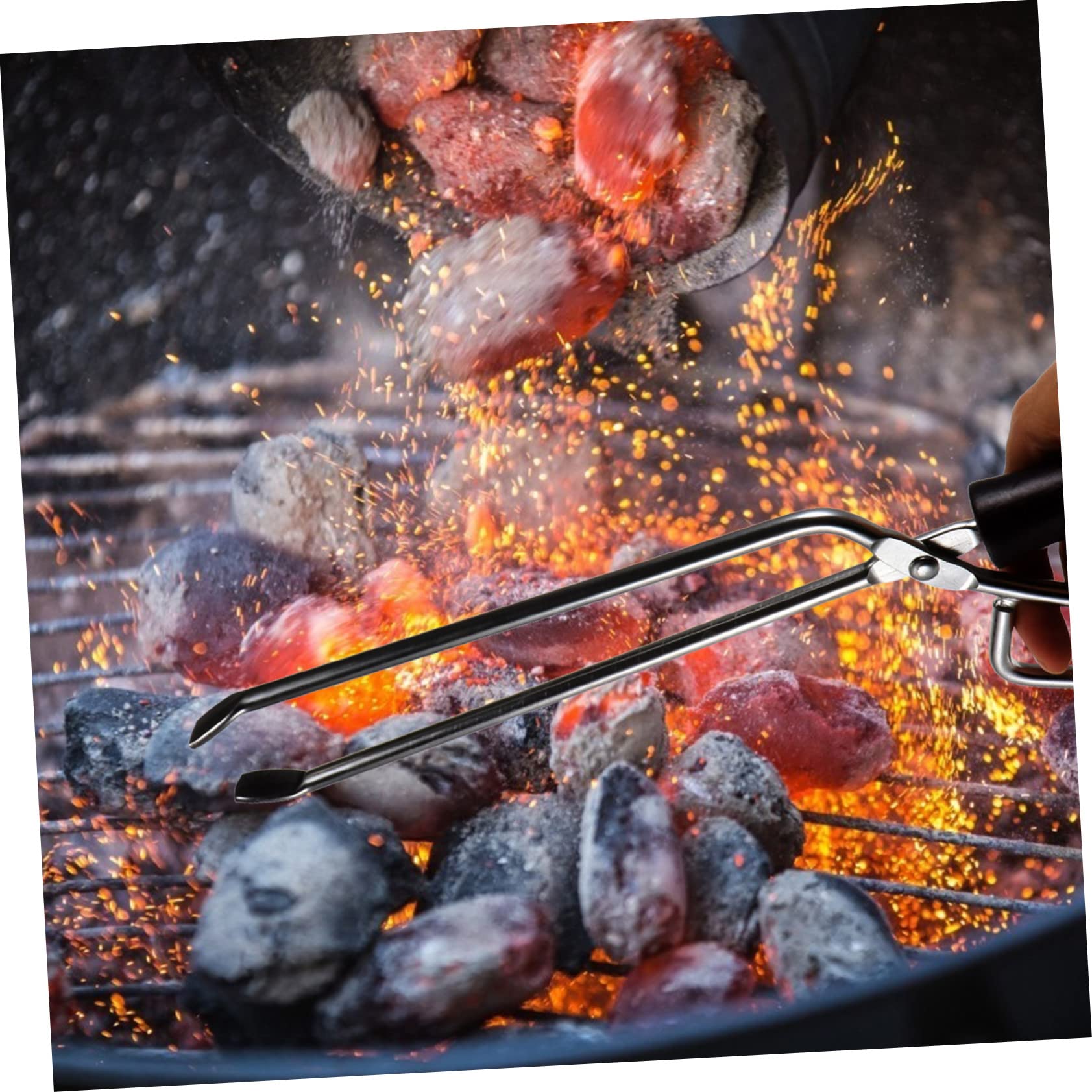 Pinzas Mango de Haya Maciza para Carbón de Barbacoa | Abrazadera de Carbón Extendida, Acero Inoxidable y Madera, 1, Decoracion Verano