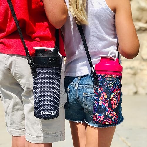 Miniatura 5 de Koverz Transportador de botellas de medio galón, 64 onzas, compatible con jarras de medio galón Yeti & RTIC, azul de pesca Realtree con naranja