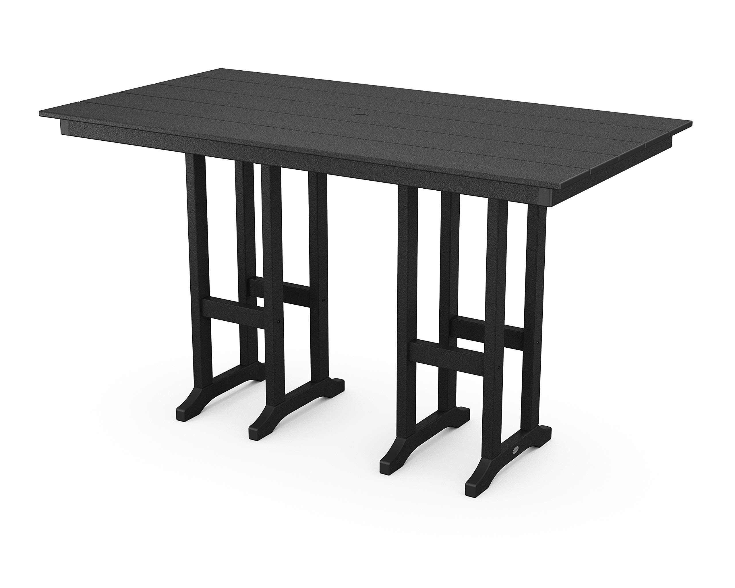 ® Farmhouse 37" x 72" Bar Table in Black by Polywood – High Density Polyethylene, Black, Model FBT3772BL