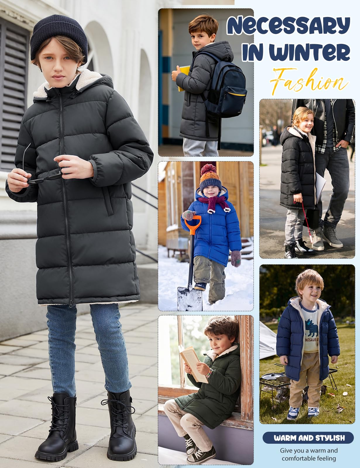 heekpek Kinder Fleece Winterjacke Jungen Warm Gefüttert Mit Kapuze