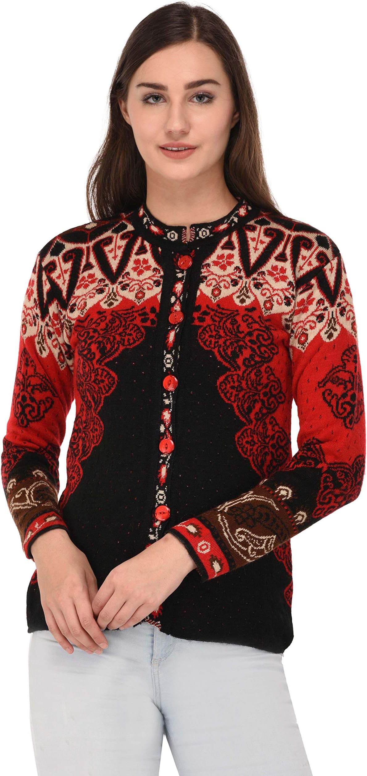 Women's Winter wear Round Neck Multicolor Woolen Cardigan