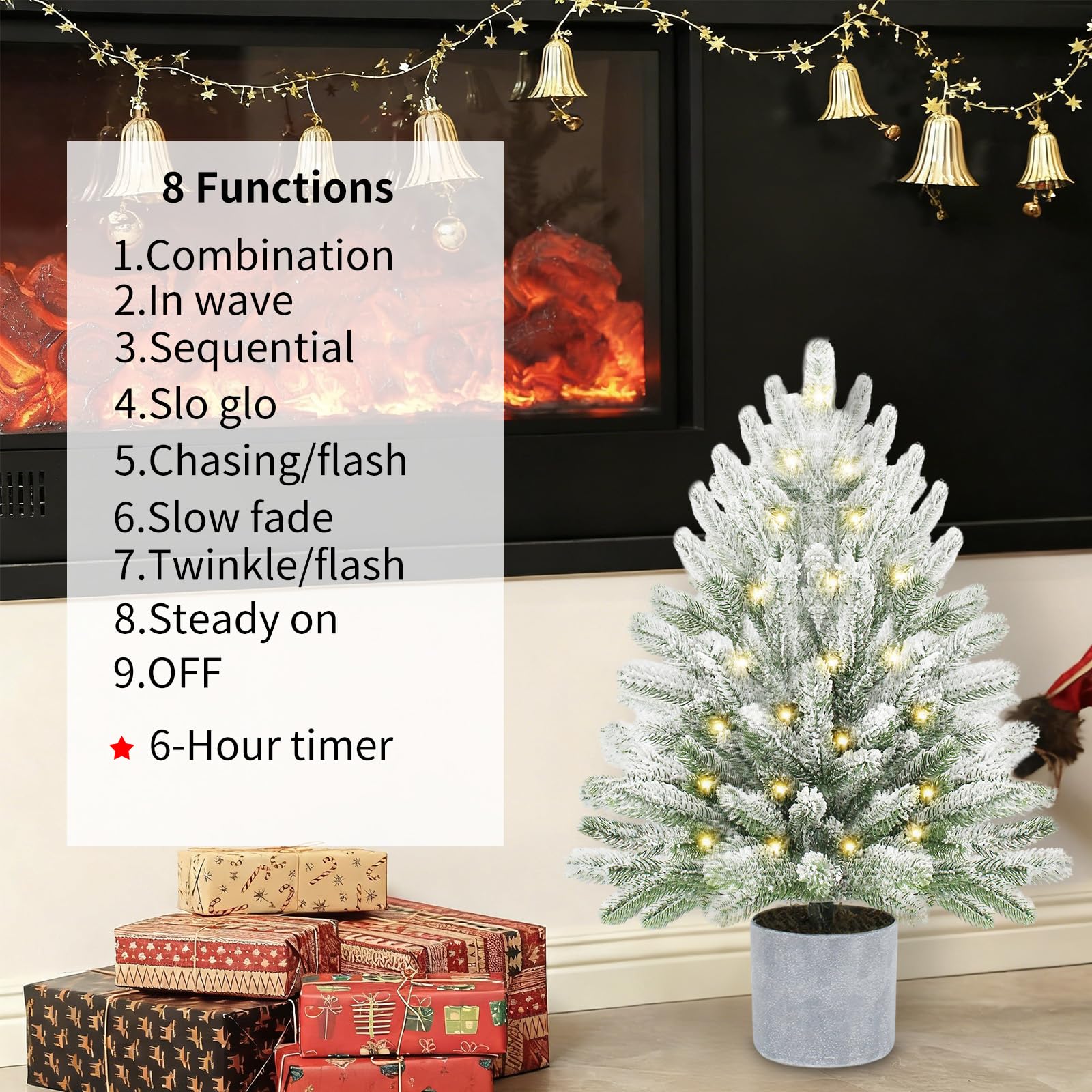 LEADZM Sapin De Noël Artificiel Miniature 60 Cm Sans Accessoires Décoratifs, Sapin De Table Neigeux En PE Pour Maison Bureau Magasin Décoration De Fêtes, Vert Neige