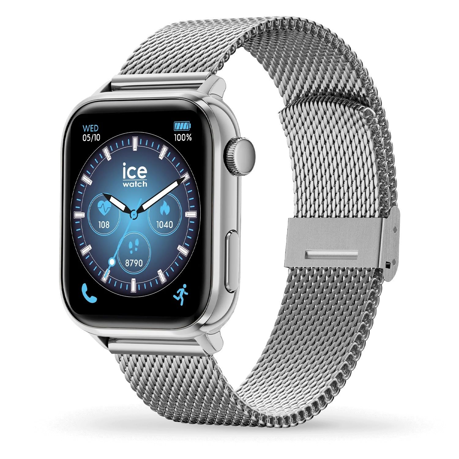 Ice-Watch, ICE Smart 3.0 Silver Milanese, Srebrny Zegarek Sportowy dla Mężczyzn z Bransoletą ze Stali Nierdzewnej, 025803 (1,78 Cala)