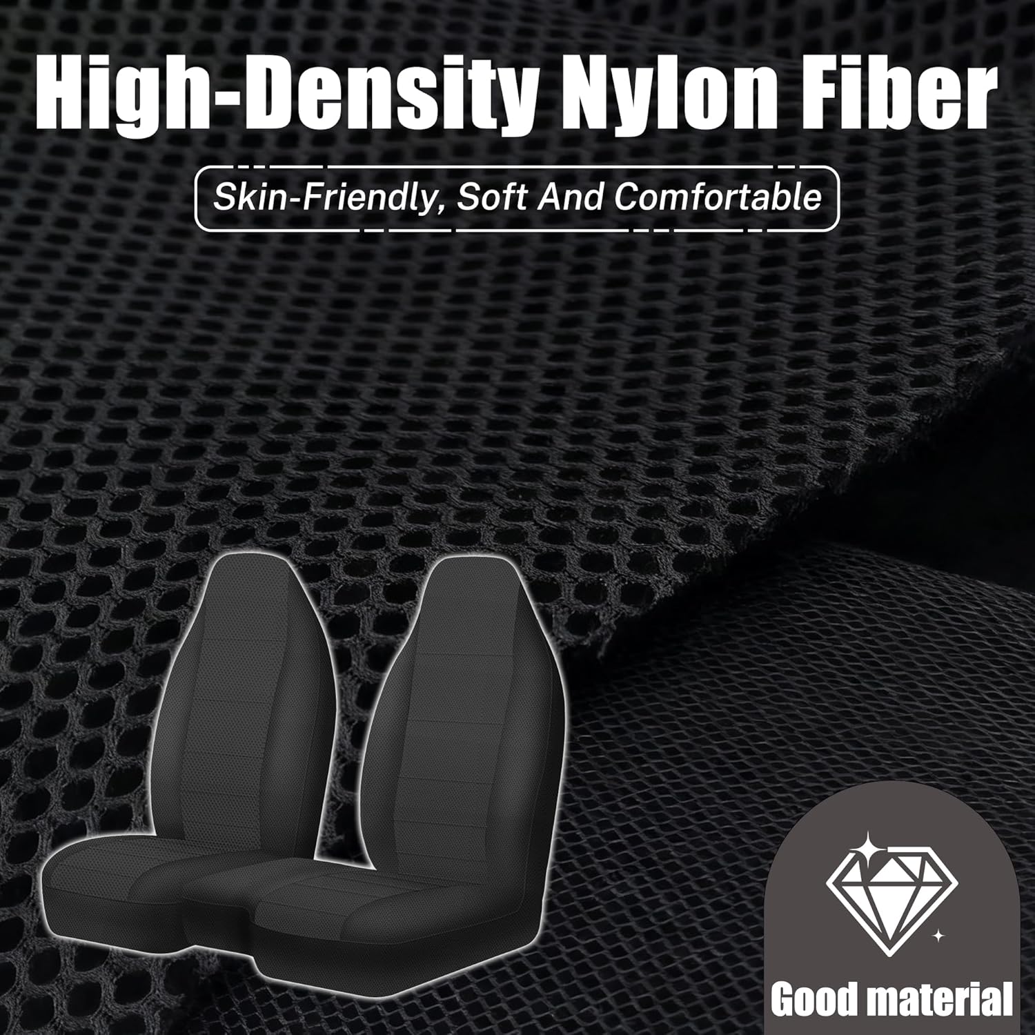 Jokuye 60/40 Heavyweight Sandwich Composite Fabric Front Bench Seat Covers for Ford Ranger XLT 1998 1999 2000 2001 2002 2003, Soft, Comfortable, and Easy to Clean-Without Console Cover - Black