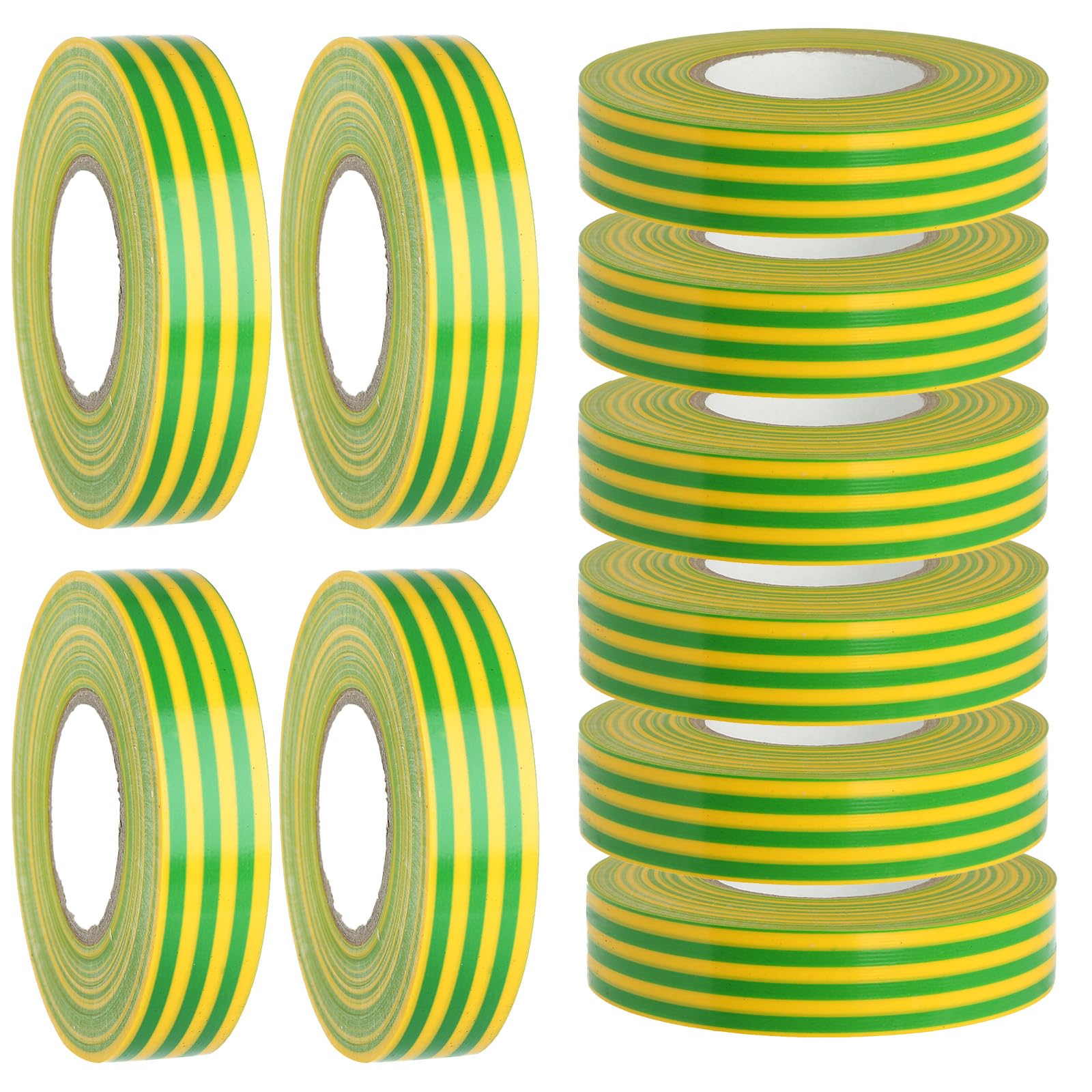 Masterpart 33 Metre Green/Yellow Earth Electrical PVC Insulating Tape 19mm x 33m Pack Of 10